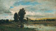 Charles Francois Daubigny French River Scene Sweden oil painting artist
